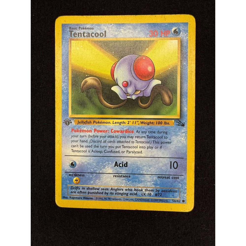 Vintage Pokemon Card Tentacool 56/62 Base‎ Set 1999 Rare Collectible